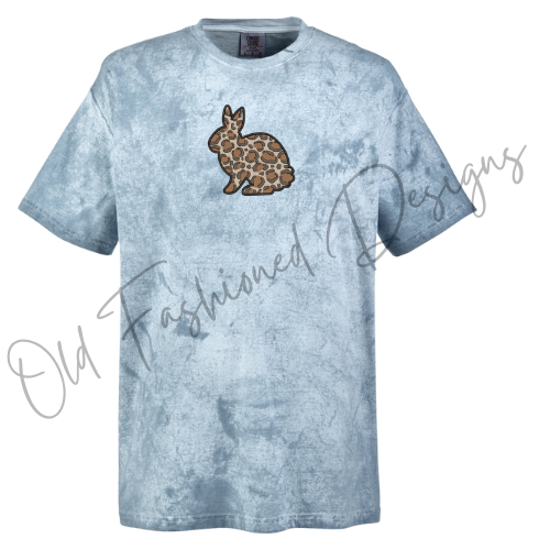 Cheetah Print Easter Bunny Embroidered Shirt