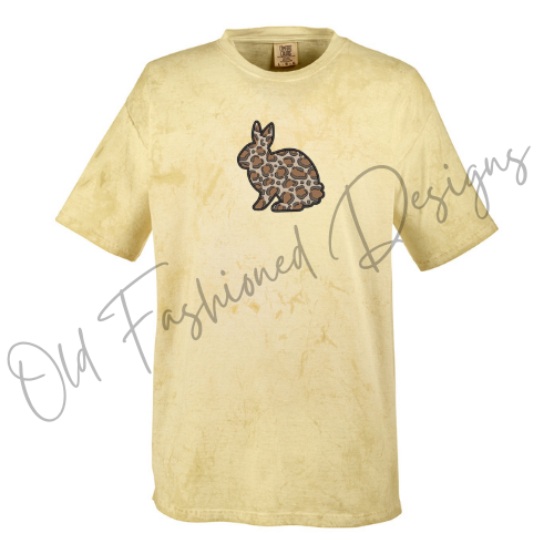 Cheetah Print Easter Bunny Embroidered Shirt