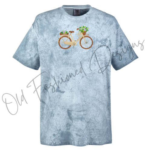 Spring Bicycle Embroidered Shirt