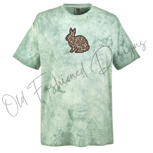Cheetah Print Easter Bunny Embroidered Shirt