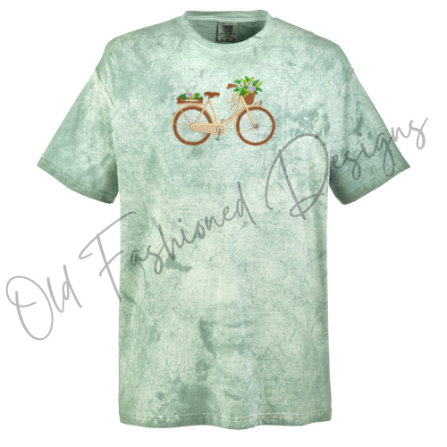 Spring Bicycle Embroidered Shirt