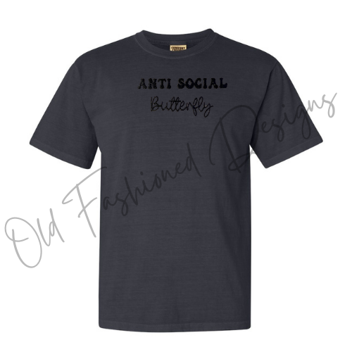 Anti Social Butterfly Embroidered Shirt