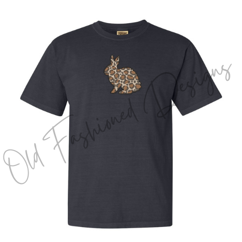 Cheetah Print Easter Bunny Embroidered Shirt