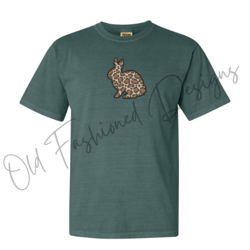 Cheetah Print Easter Bunny Embroidered Shirt