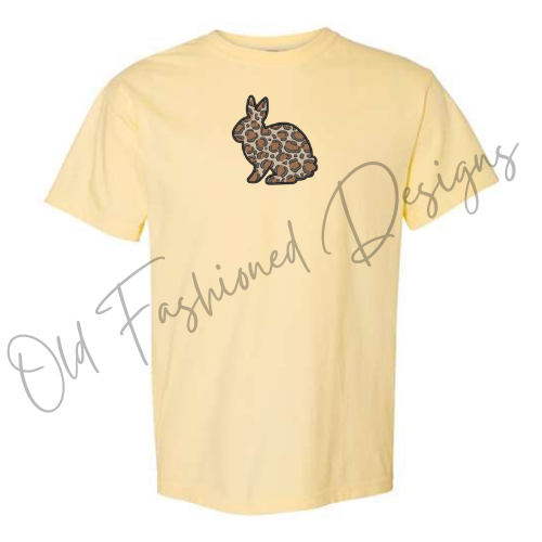 Cheetah Print Easter Bunny Embroidered Shirt