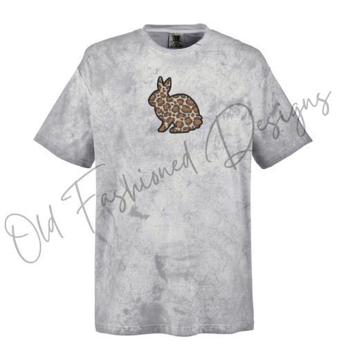 Cheetah Print Easter Bunny Embroidered Shirt