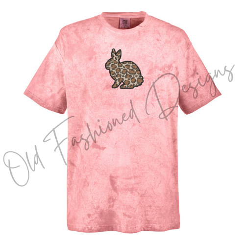 Cheetah Print Easter Bunny Embroidered Shirt