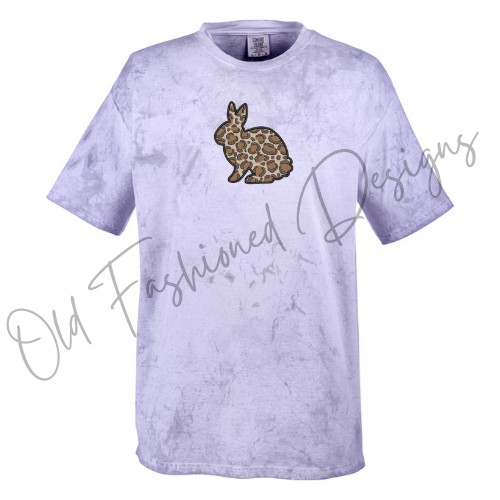 Cheetah Print Easter Bunny Embroidered Shirt