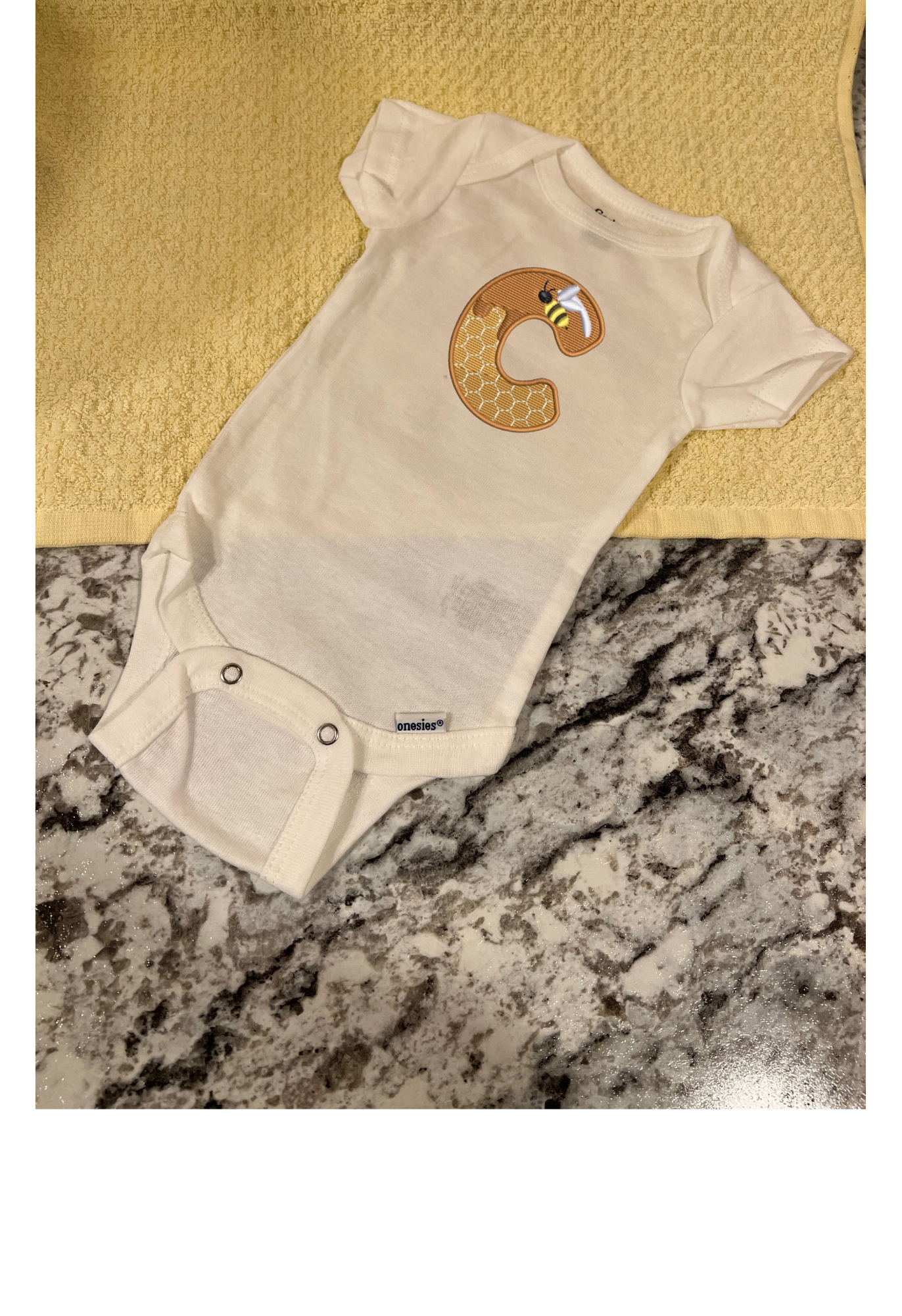 Honeycomb Initial Newborn Onesie