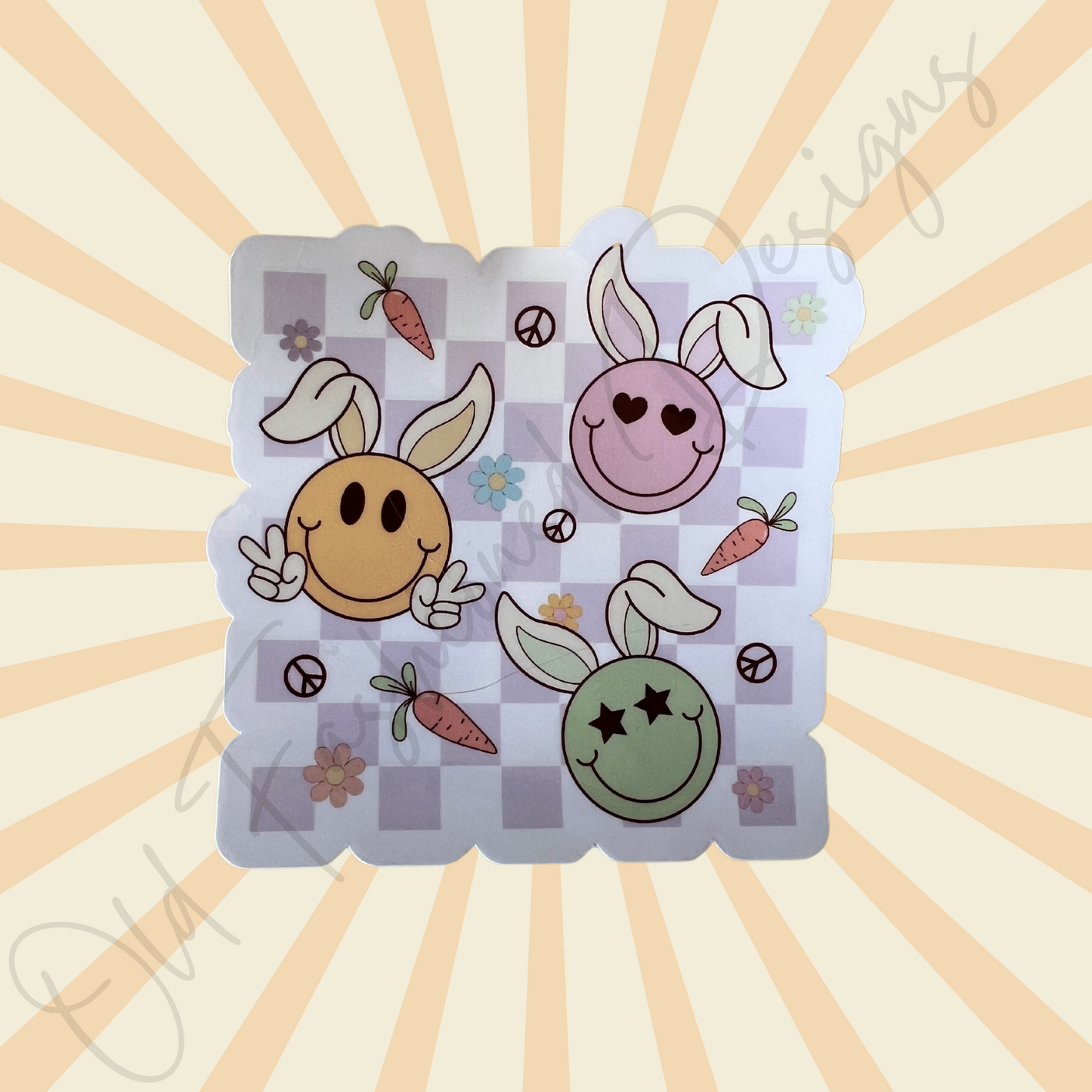 Retro Easter Smiley Sticker